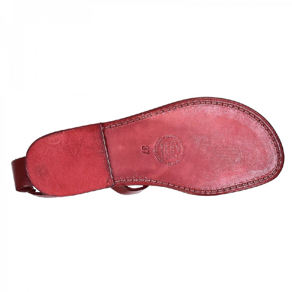 Lartigiano Del Cuoio Sandali infradito donna fatti a mano in pelle rosso Vendite Flash