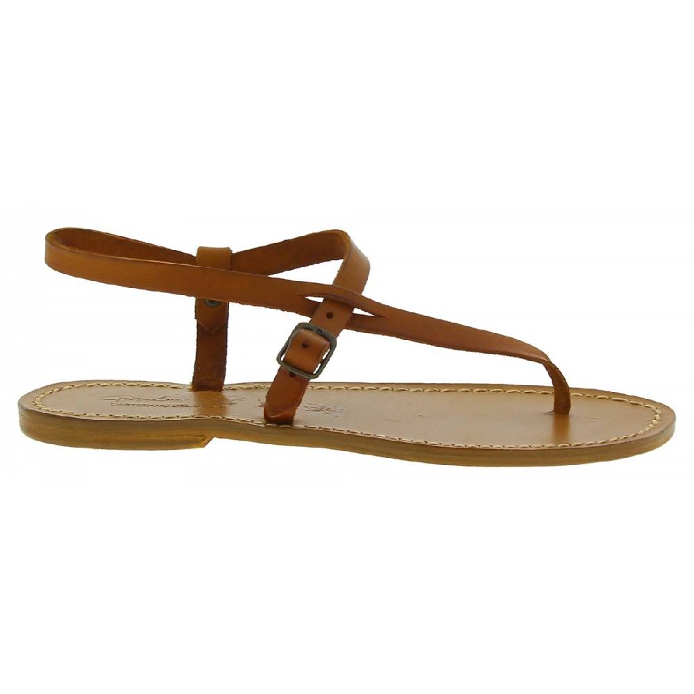 Lartigiano Del Cuoio Sandali infradito artigianali da donna in pelle color cuoio In Saldo