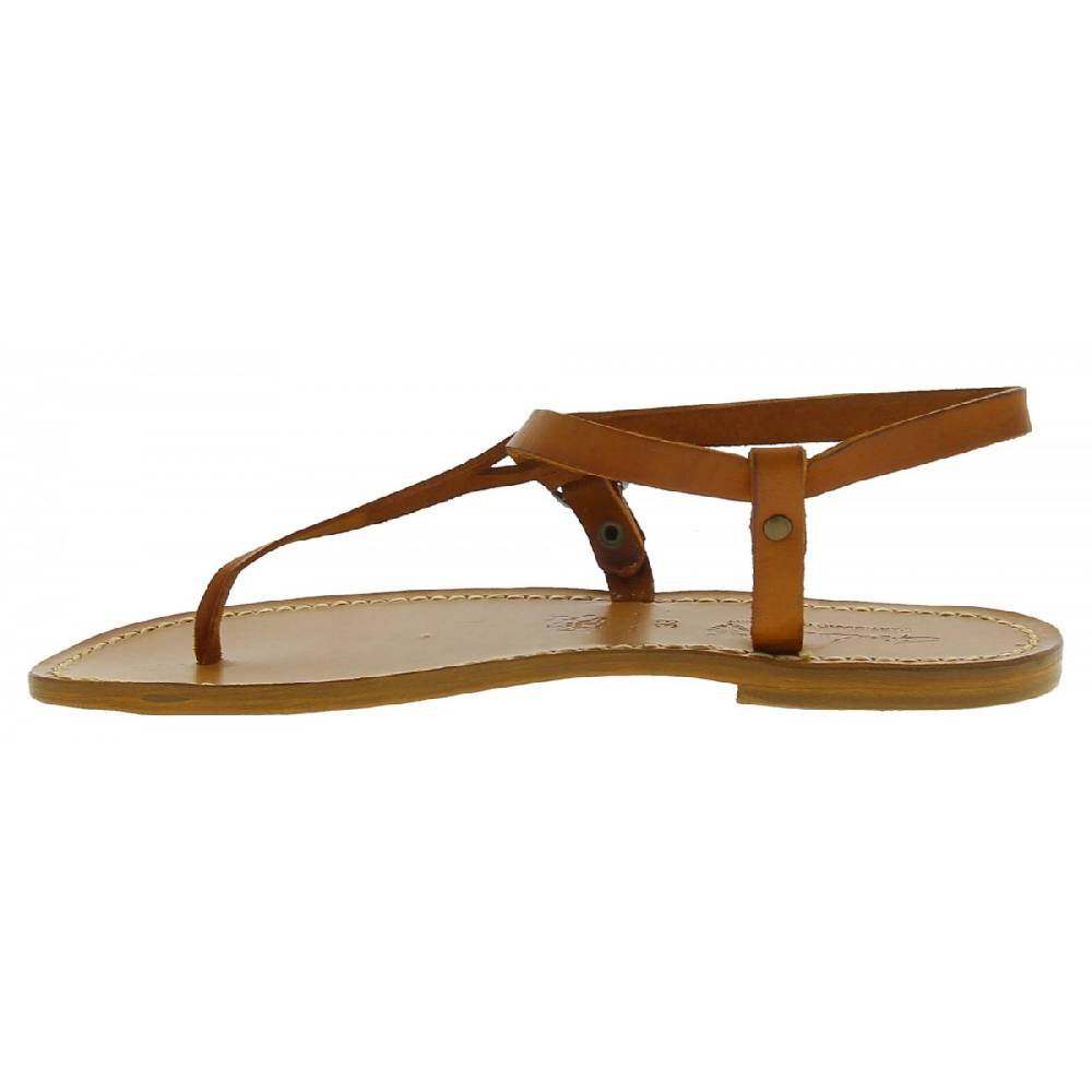 Lartigiano Del Cuoio Sandali infradito artigianali da donna in pelle color cuoio In Saldo