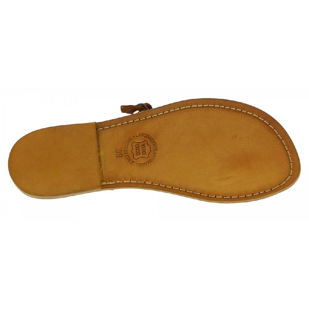 Lartigiano Del Cuoio Sandali infradito artigianali da donna in pelle color cuoio In Saldo