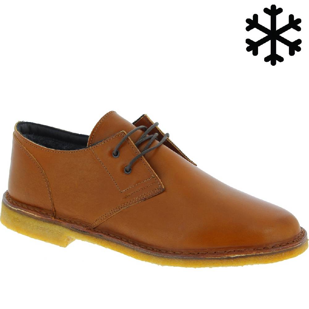 Lartigiano Del Cuoio Scarpe basse da uomo in pelle marrone con fodera invernale