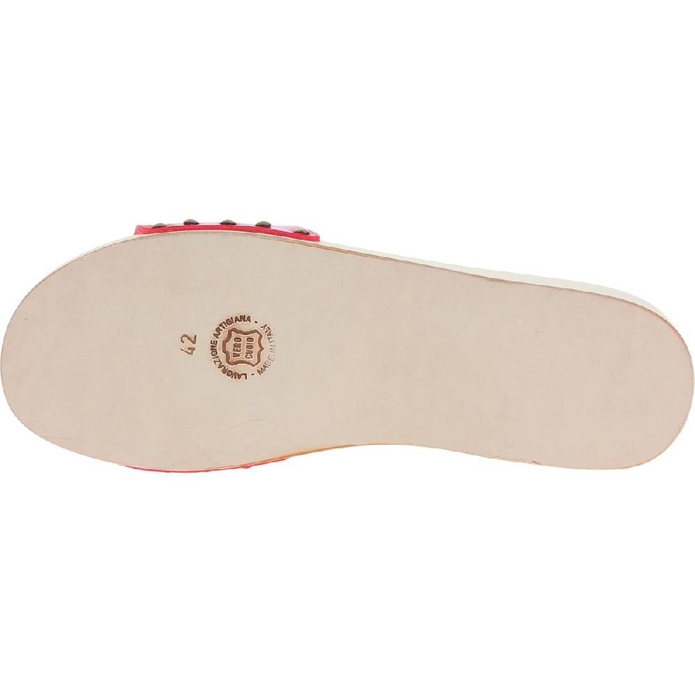Lartigiano Del Cuoio Zoccoli di legno artigianali da uomo con fascia regolabile in pelle rossa Moda