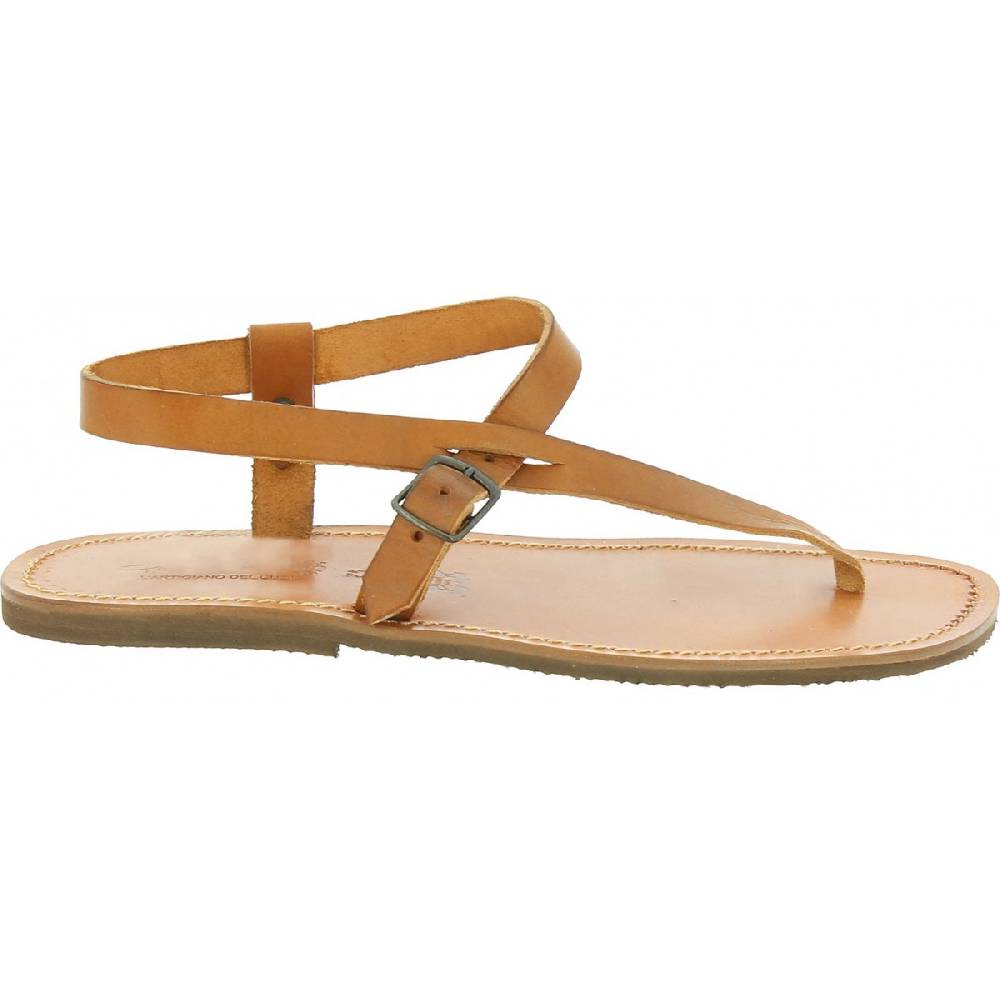 Lartigiano Del Cuoio Sandali infradito in cuoio marrone chiaro artigianali Promozione Limitata