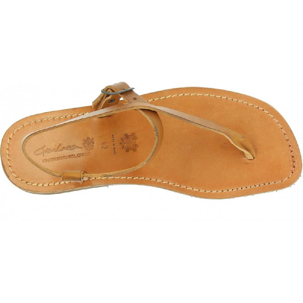 Lartigiano Del Cuoio Sandali infradito in cuoio marrone chiaro artigianali Promozione Limitata