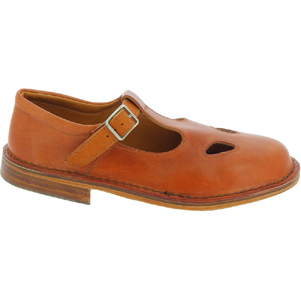Lartigiano Del Cuoio Scarpe "occhi di bue" da donna in pelle marrone fatte a mano in Italia Presa
