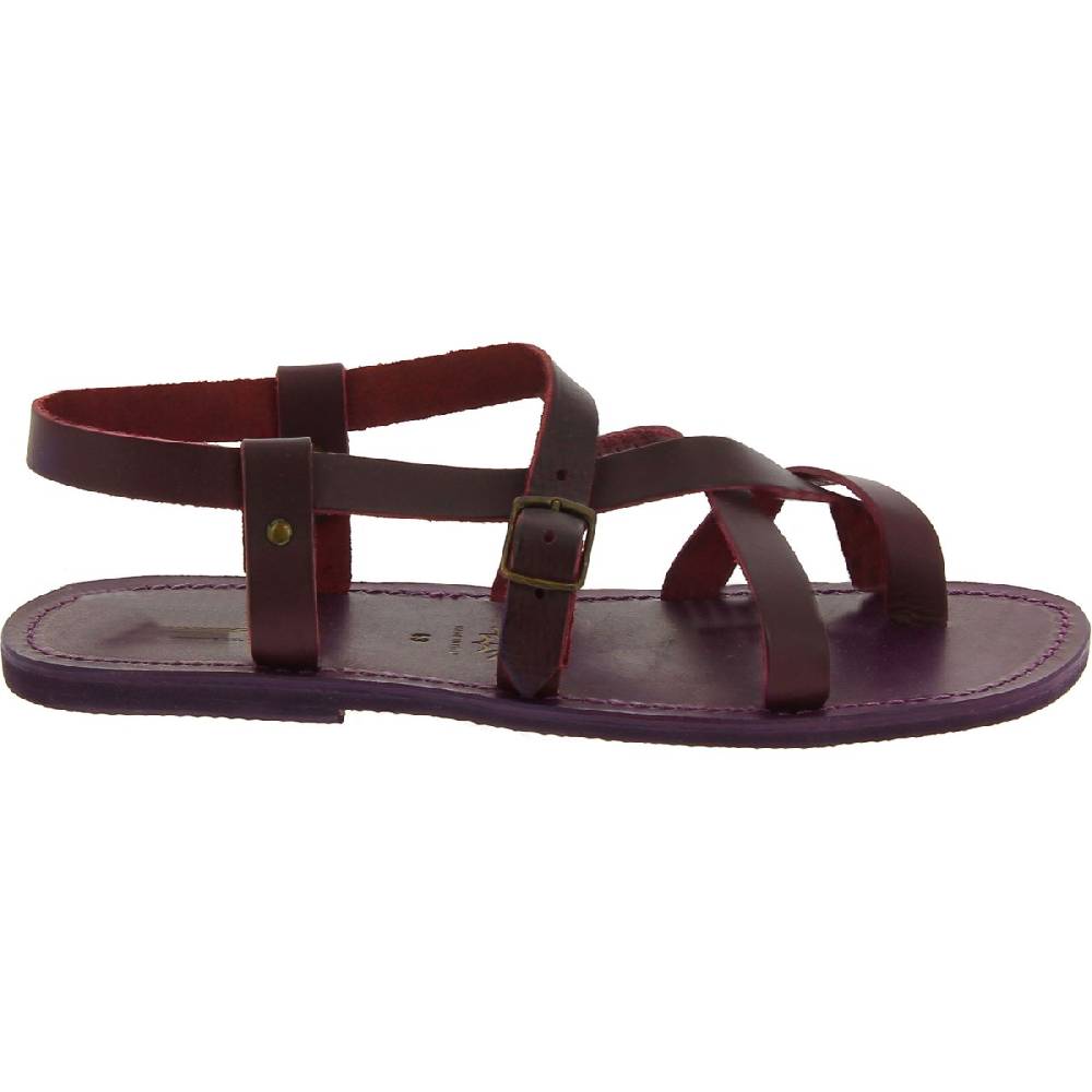 Lartigiano Del Cuoio Sandali uomo in cuoio artigianali in pelle color viola Outlet