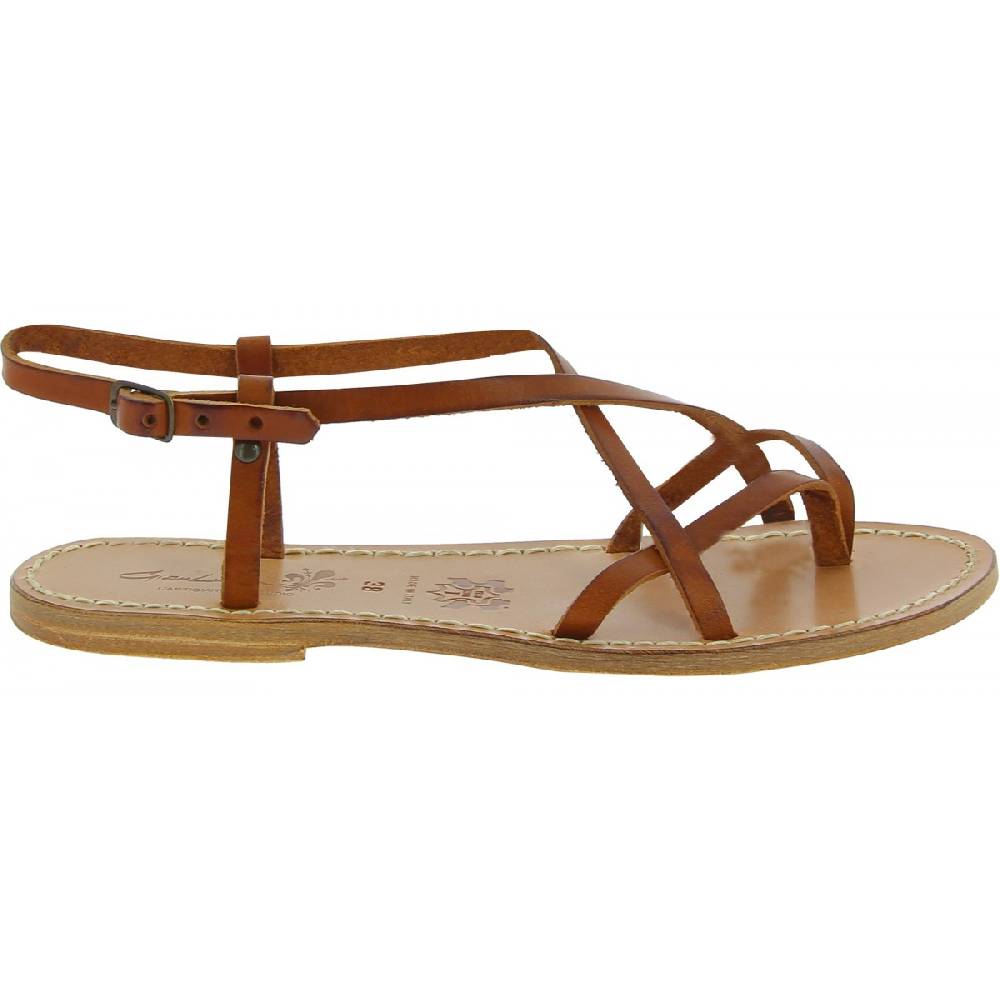 Lartigiano Del Cuoio Sandali da donna in pelle color cuoio fatti a mano Moda