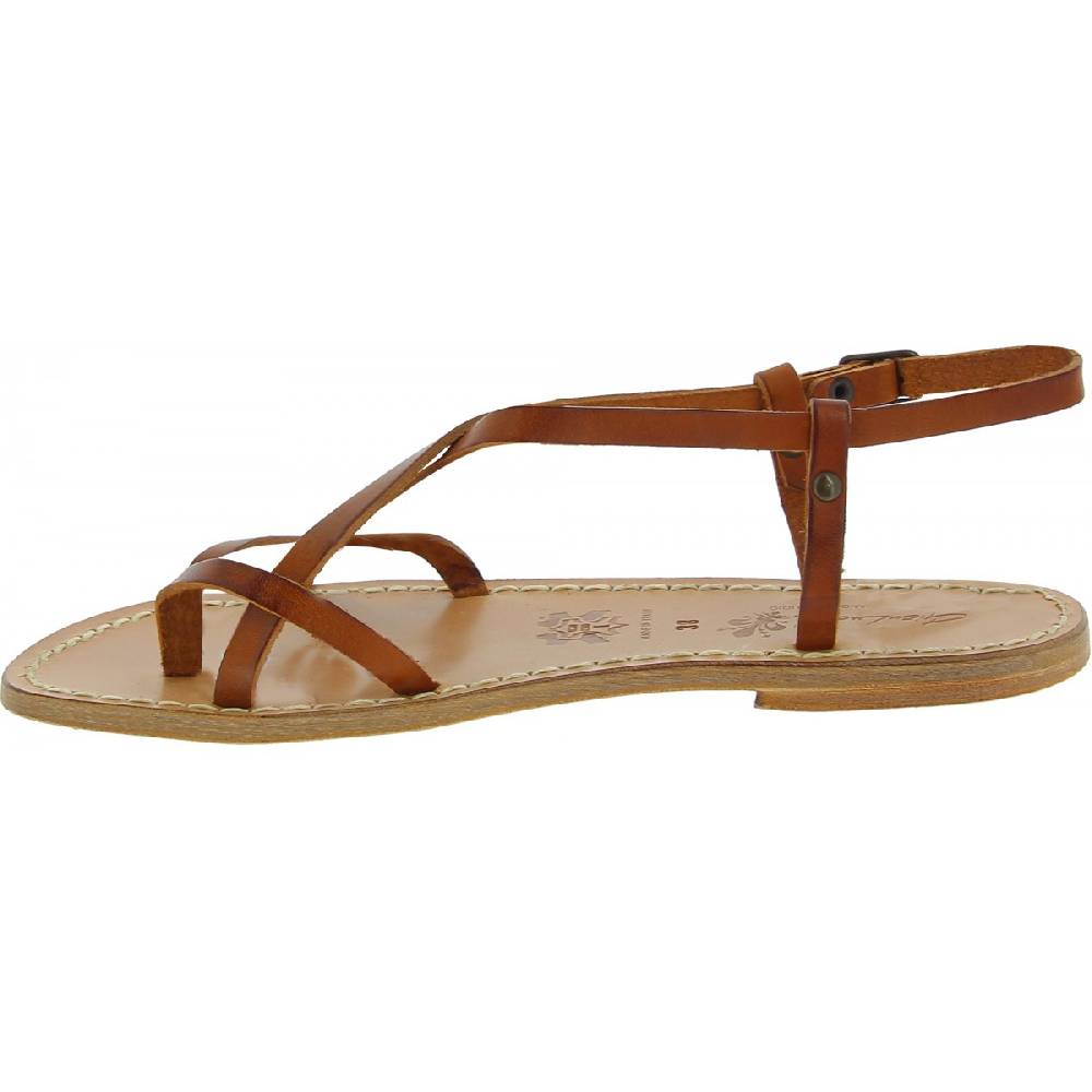 Lartigiano Del Cuoio Sandali da donna in pelle color cuoio fatti a mano Moda