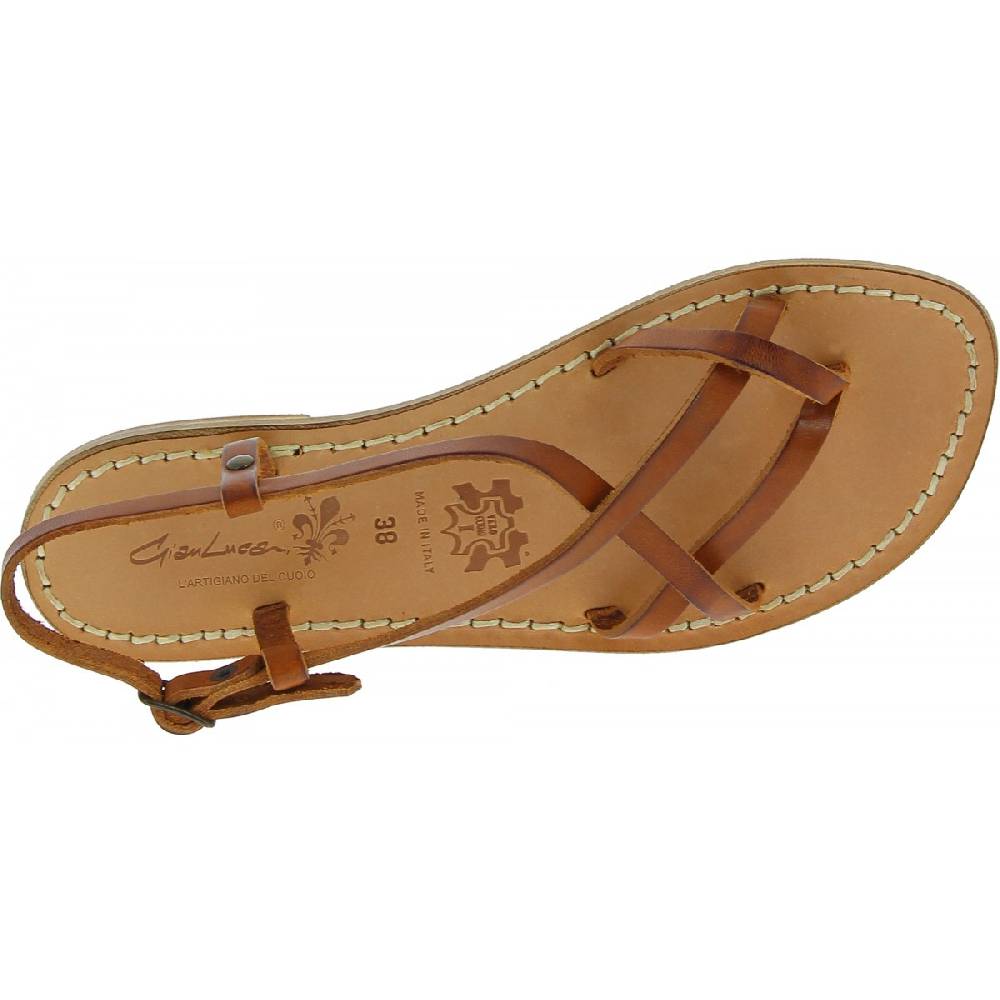 Lartigiano Del Cuoio Sandali da donna in pelle color cuoio fatti a mano Moda