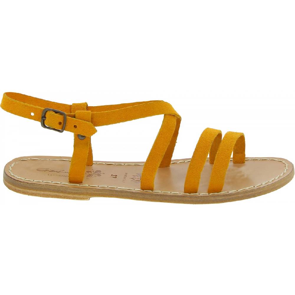 Lartigiano Del Cuoio Sandali donna in pelle nabuk color ocra fatti a mano 2025