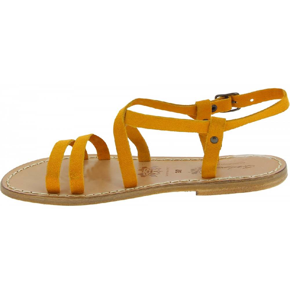 Lartigiano Del Cuoio Sandali donna in pelle nabuk color ocra fatti a mano 2025