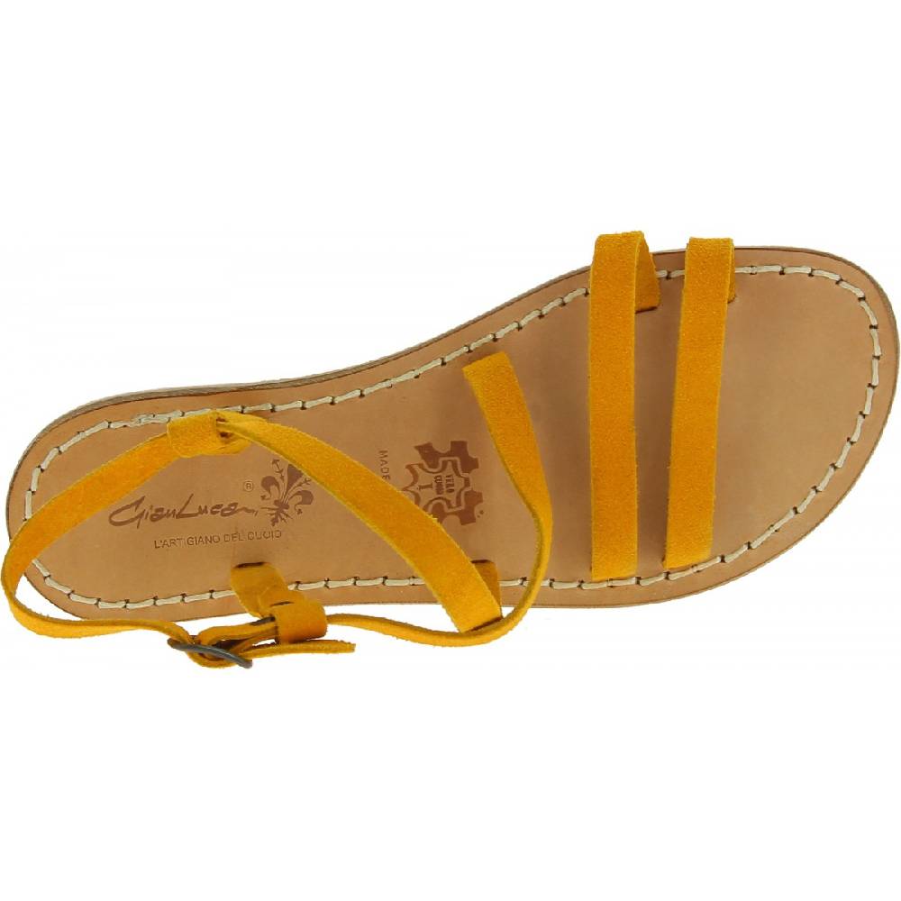 Lartigiano Del Cuoio Sandali donna in pelle nabuk color ocra fatti a mano 2025
