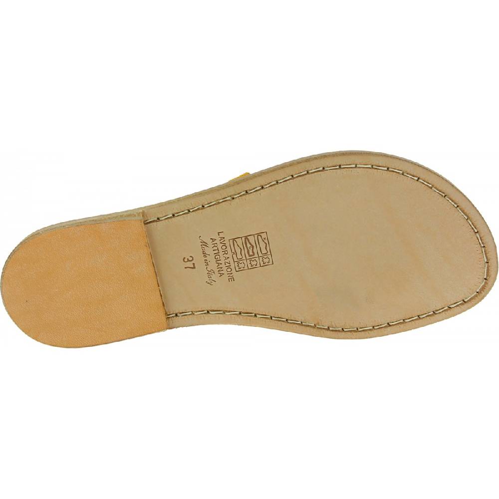 Lartigiano Del Cuoio Sandali donna in pelle nabuk color ocra fatti a mano 2025