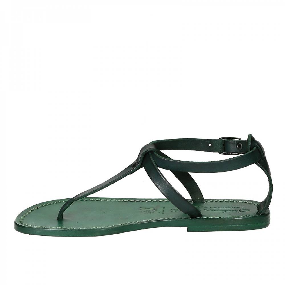 Lartigiano Del Cuoio Sandali infradito donna fatti a mano in pelle verde Promozione