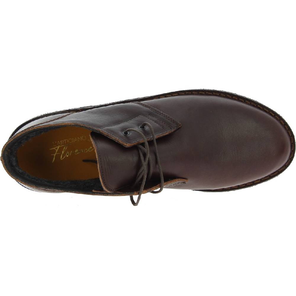 Lartigiano Del Cuoio Scarpe basse da uomo in pelle marrone scuro con fodera invernale Pezzi Unici