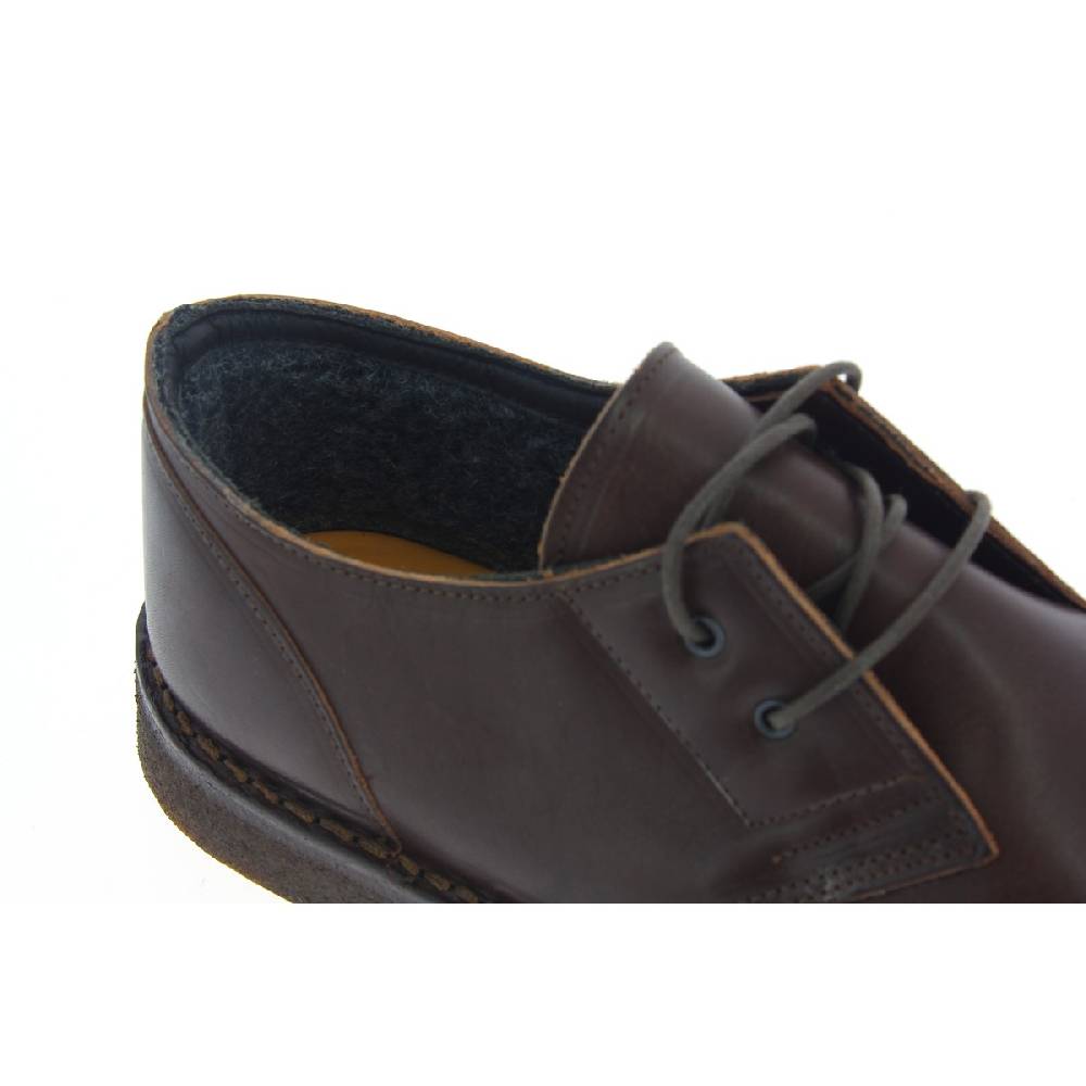 Lartigiano Del Cuoio Scarpe basse da uomo in pelle marrone scuro con fodera invernale Pezzi Unici