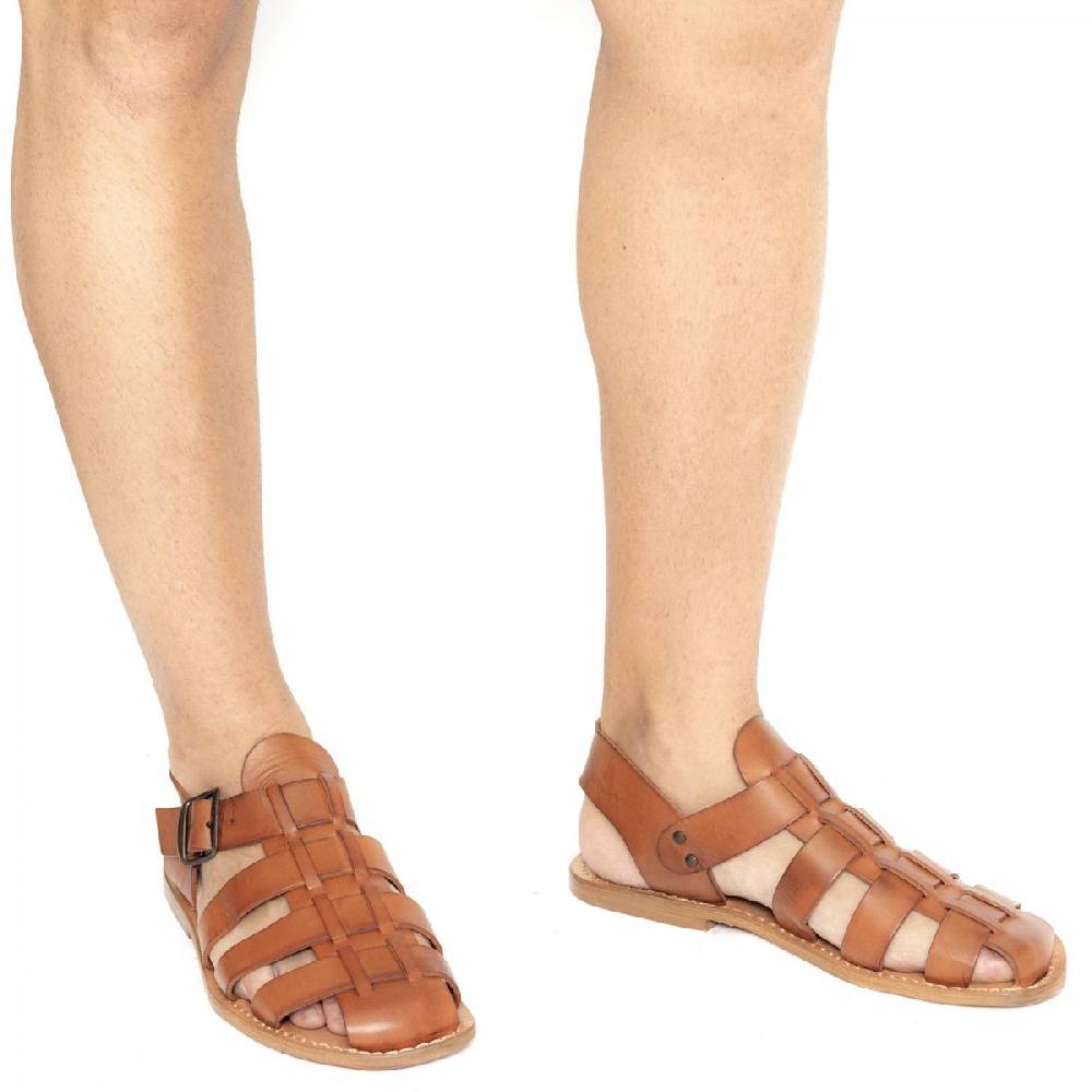 Lartigiano Del Cuoio Sandali uomo in cuoio antico realizzati a mano in pelle di vacchetta Promozione Limitata