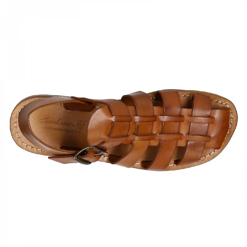Lartigiano Del Cuoio Sandali uomo in cuoio antico realizzati a mano in pelle di vacchetta Promozione Limitata