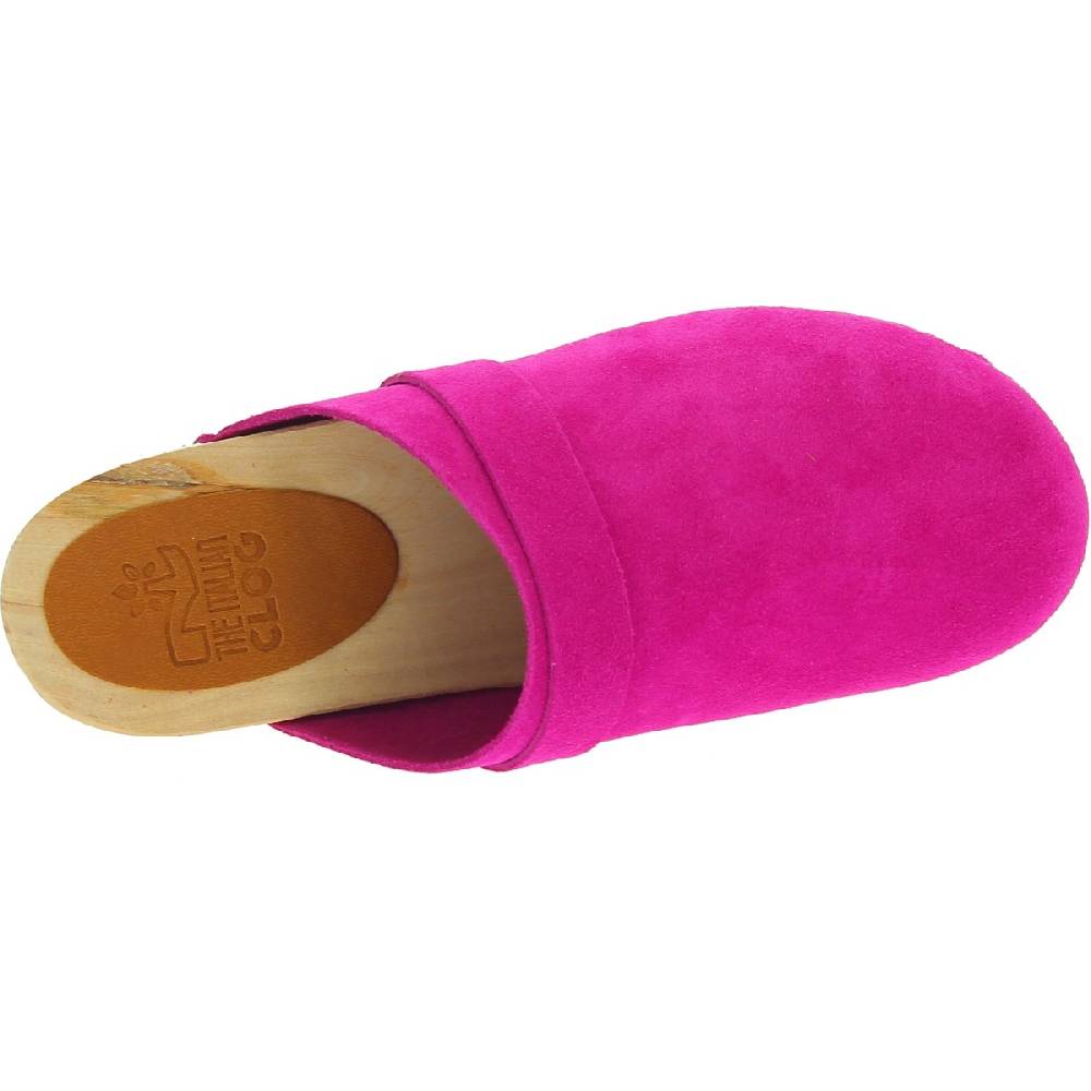Lartigiano Del Cuoio Zoccoli in legno con tomaia chiusa in pelle scamosciata rosa Outlet