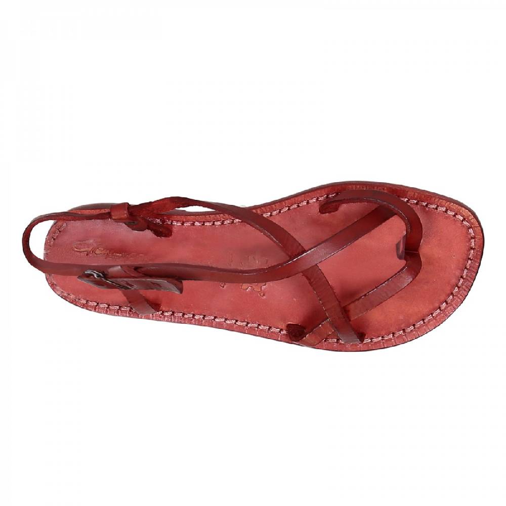 Lartigiano Del Cuoio Sandali cuoio artigianali donna in pelle rosso Saldi Di Fabbrica