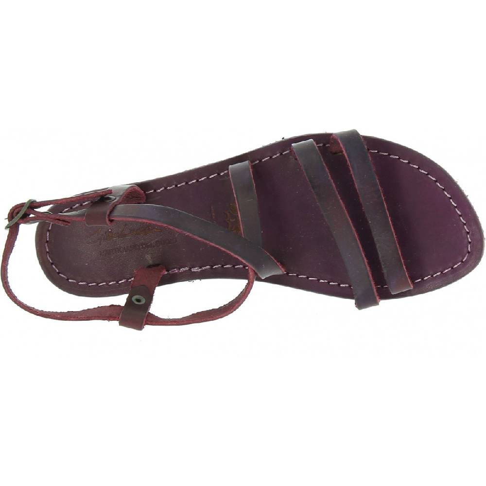 Lartigiano Del Cuoio Sandali donna in cuoio color prugna artigianali Vendite Flash