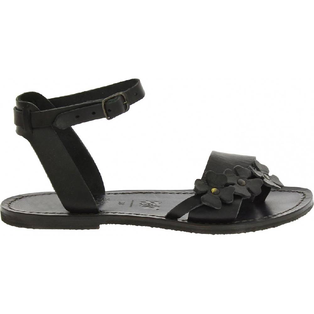 Lartigiano Del Cuoio Sandali bassi donna artigianali in pelle color nero Negozio