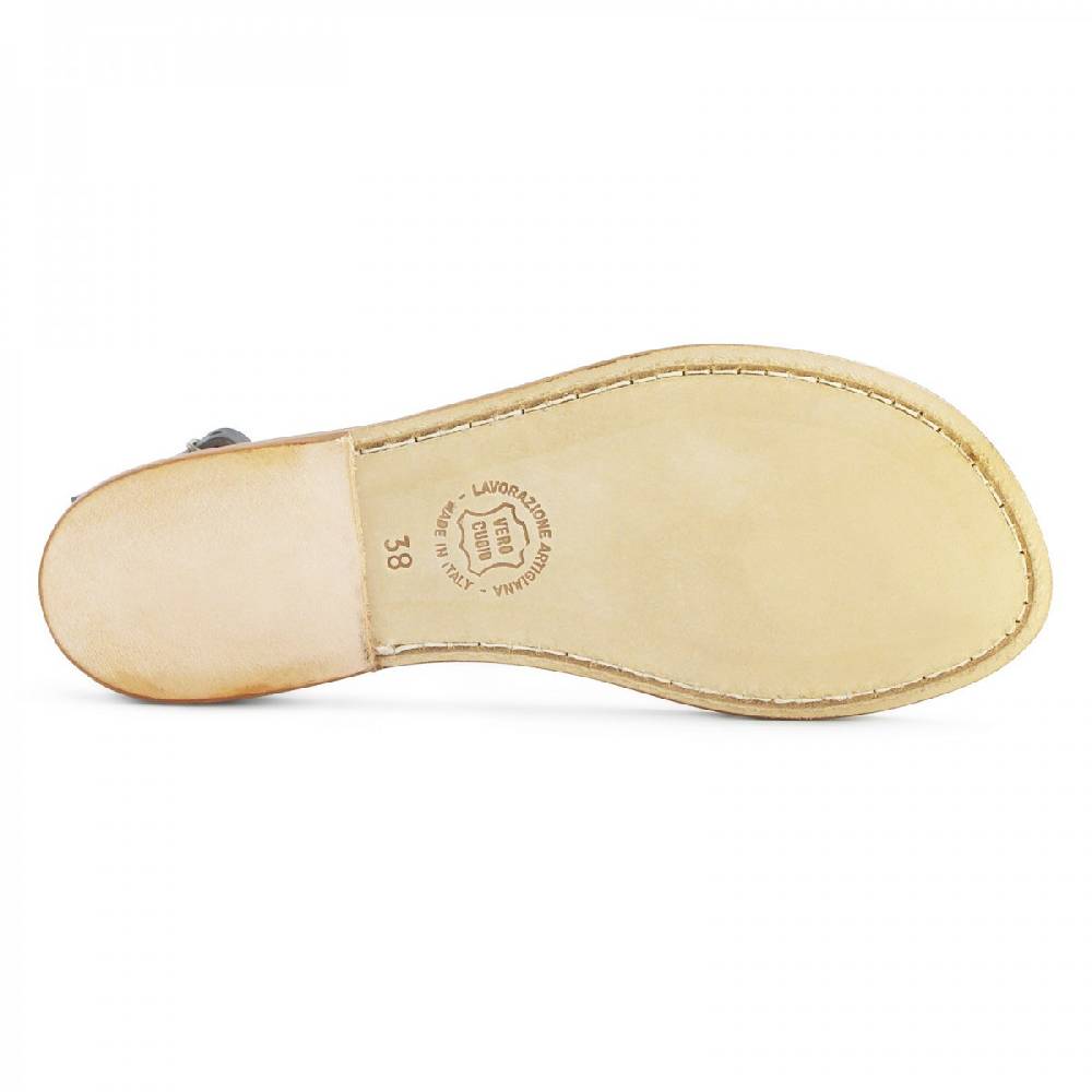 Lartigiano Del Cuoio Sandali infradito donna in pelle bicolore marrone e oro Moda