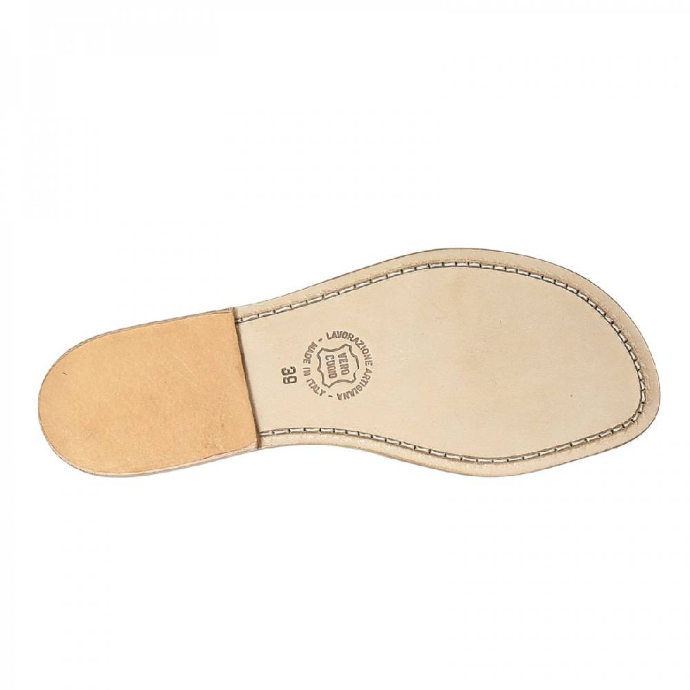 Lartigiano Del Cuoio Sandali schiava bassi da donna in pelle laminata bronzo Sconto