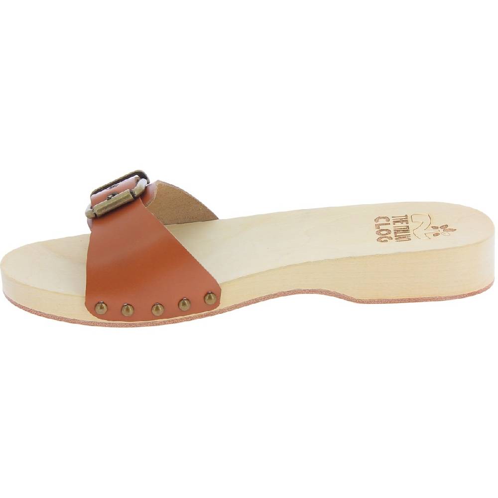 Lartigiano Del Cuoio Zoccoli in legno donna con fascia regolabile in pelle color cuoio Offerte