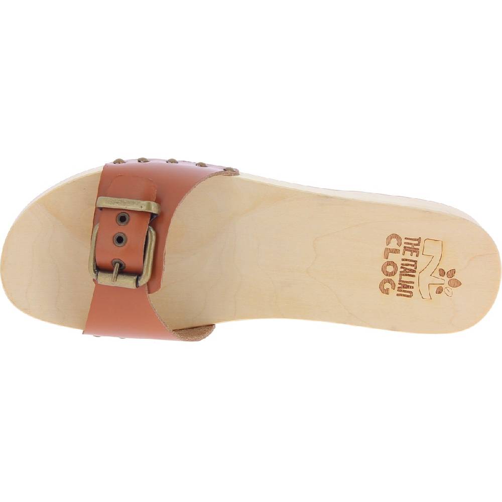 Lartigiano Del Cuoio Zoccoli in legno donna con fascia regolabile in pelle color cuoio Offerte