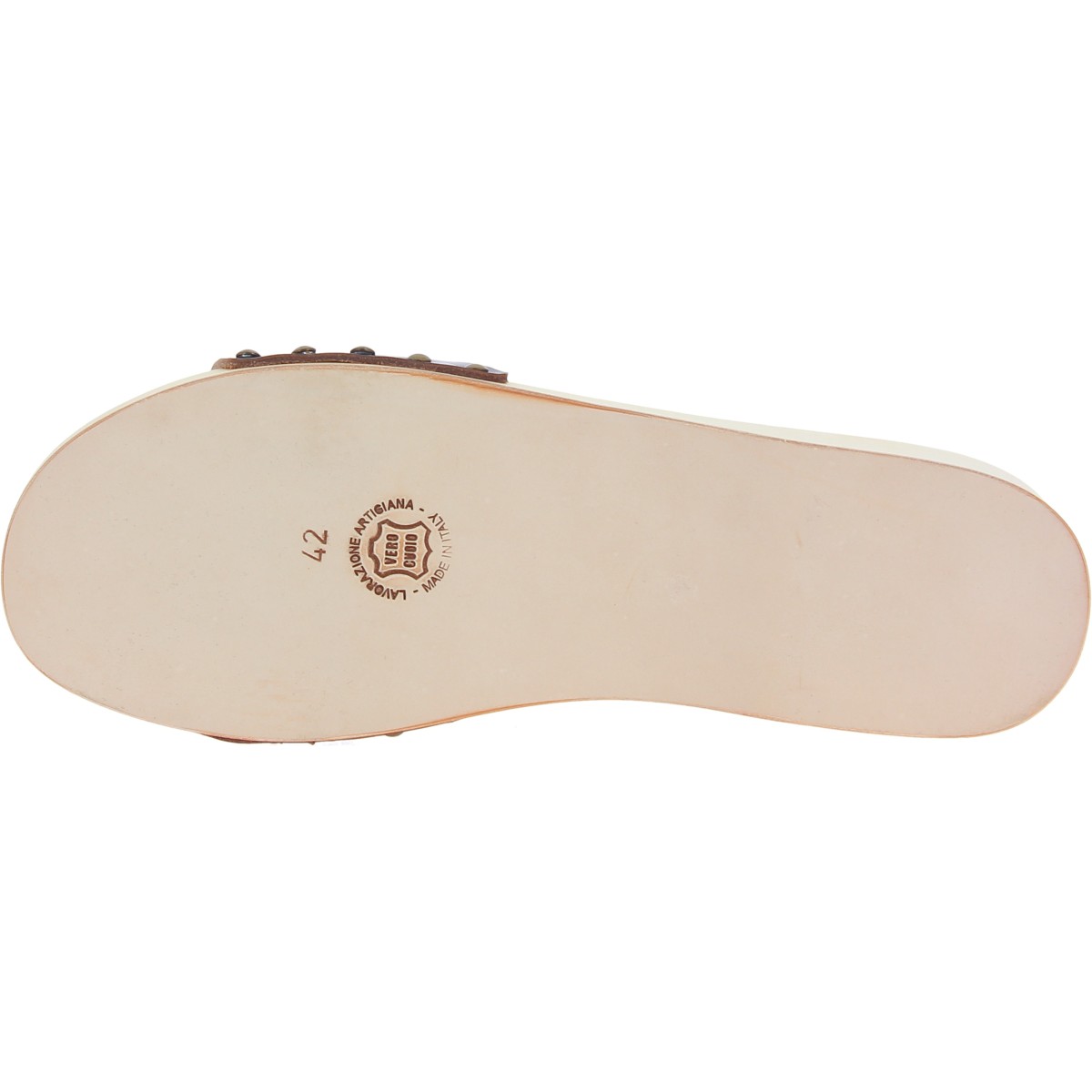 Lartigiano Del Cuoio Zoccoli in legno donna con fascia regolabile in pelle marrone scuro Vendita Calda