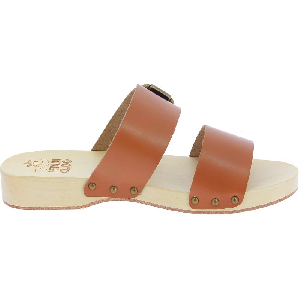 Lartigiano Del Cuoio Zoccoli artigianali da uomo con doppia fascia regolabile in pelle marrone Flash Sale