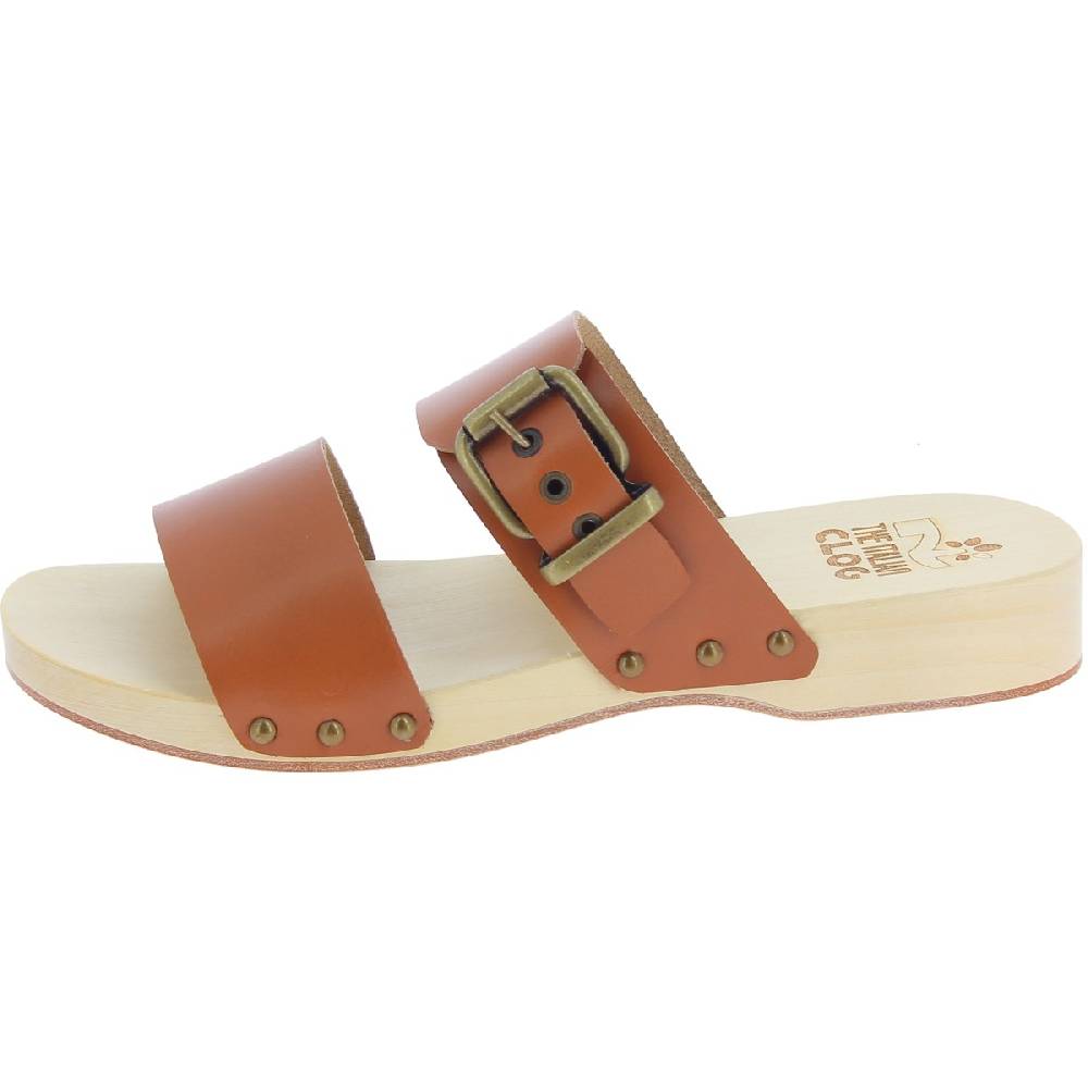Lartigiano Del Cuoio Zoccoli artigianali da uomo con doppia fascia regolabile in pelle marrone Flash Sale