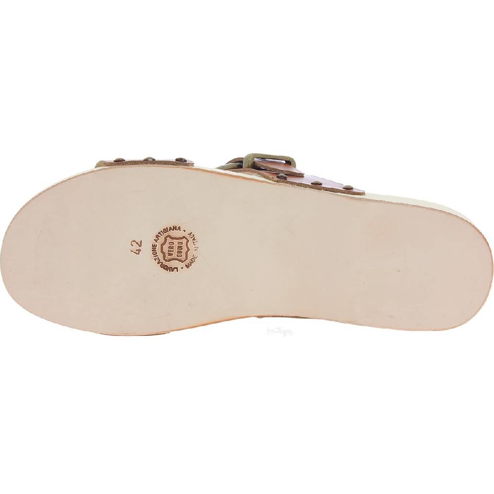 Lartigiano Del Cuoio Zoccoli artigianali da uomo con doppia fascia regolabile in pelle marrone Flash Sale