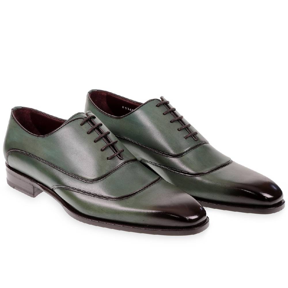 Lartigiano Del Cuoio Scarpe oxford da uomo in pelle verde tinta a mano da Fratelli Borgioli Nuovo