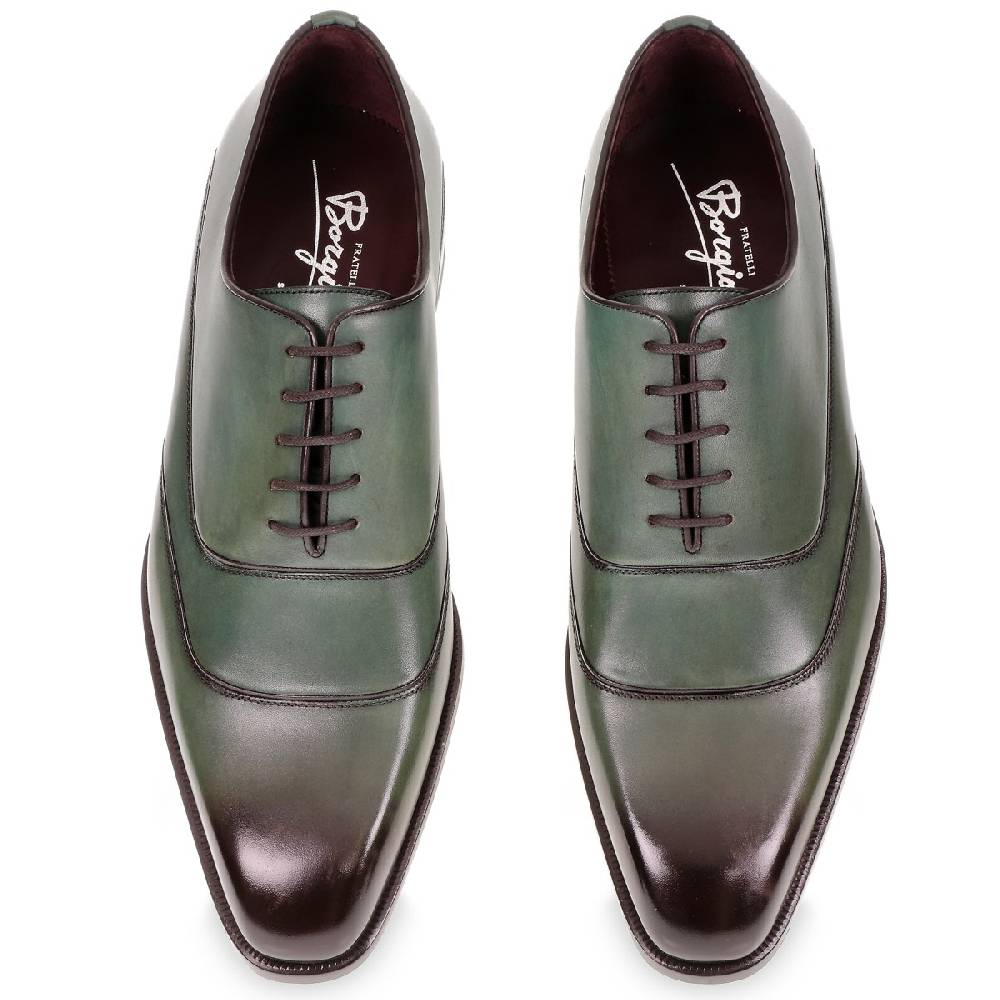 Lartigiano Del Cuoio Scarpe oxford da uomo in pelle verde tinta a mano da Fratelli Borgioli Nuovo