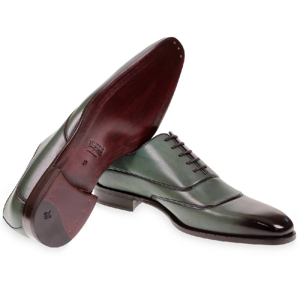 Lartigiano Del Cuoio Scarpe oxford da uomo in pelle verde tinta a mano da Fratelli Borgioli Nuovo