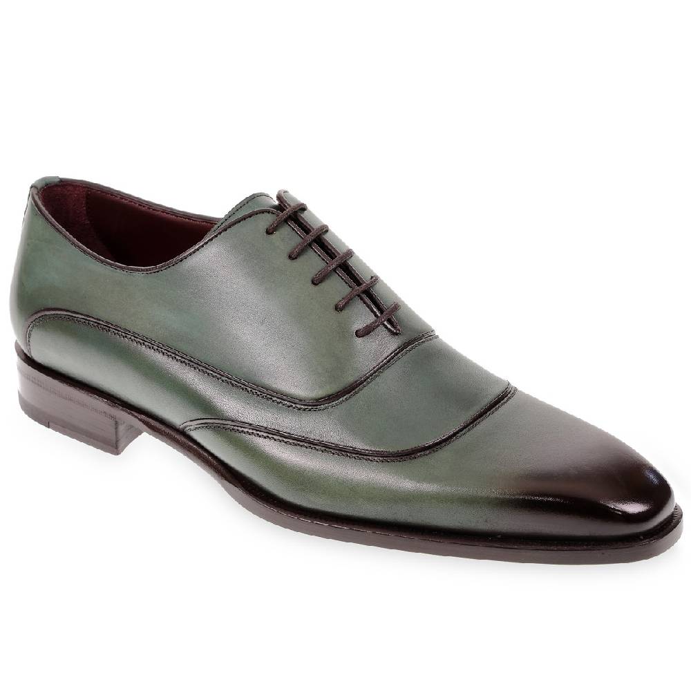 Lartigiano Del Cuoio Scarpe oxford da uomo in pelle verde tinta a mano da Fratelli Borgioli Nuovo