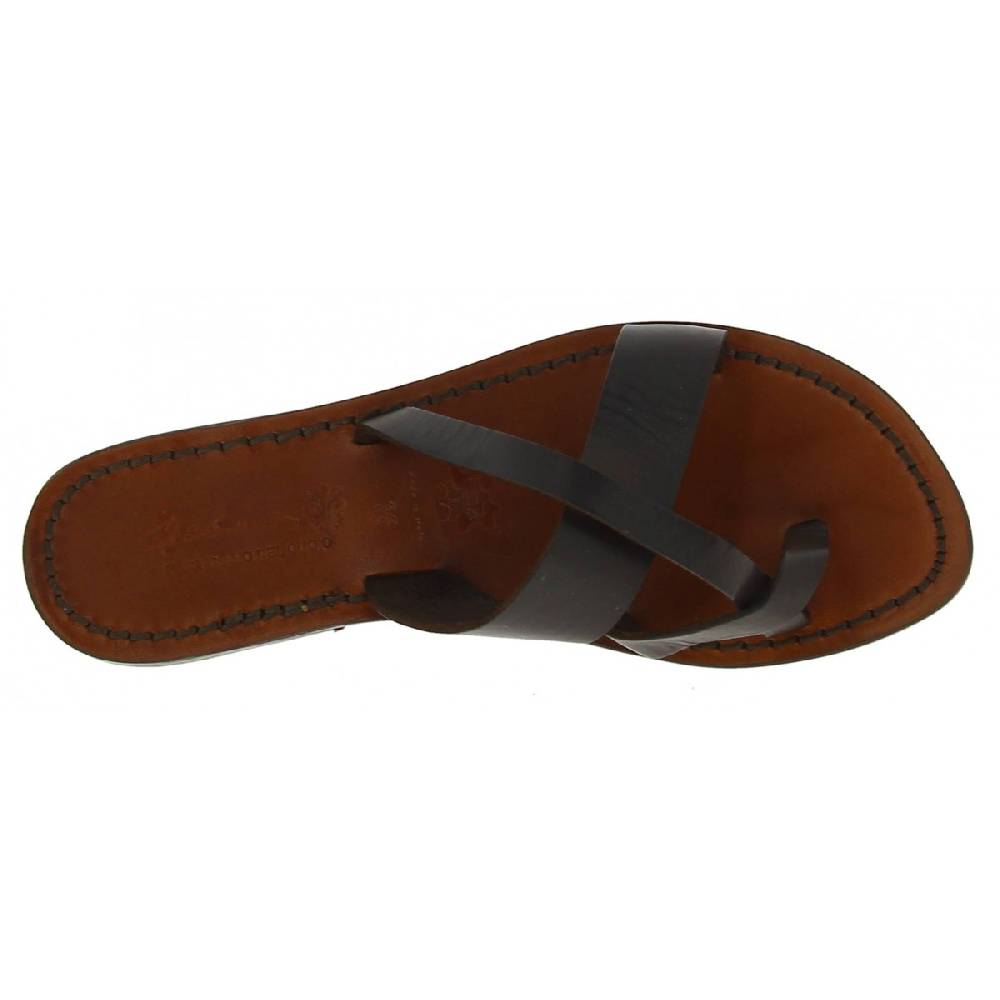Lartigiano Del Cuoio Ciabatte infradito da donna fatti a mano in pelle color testa di moro Shopping Online