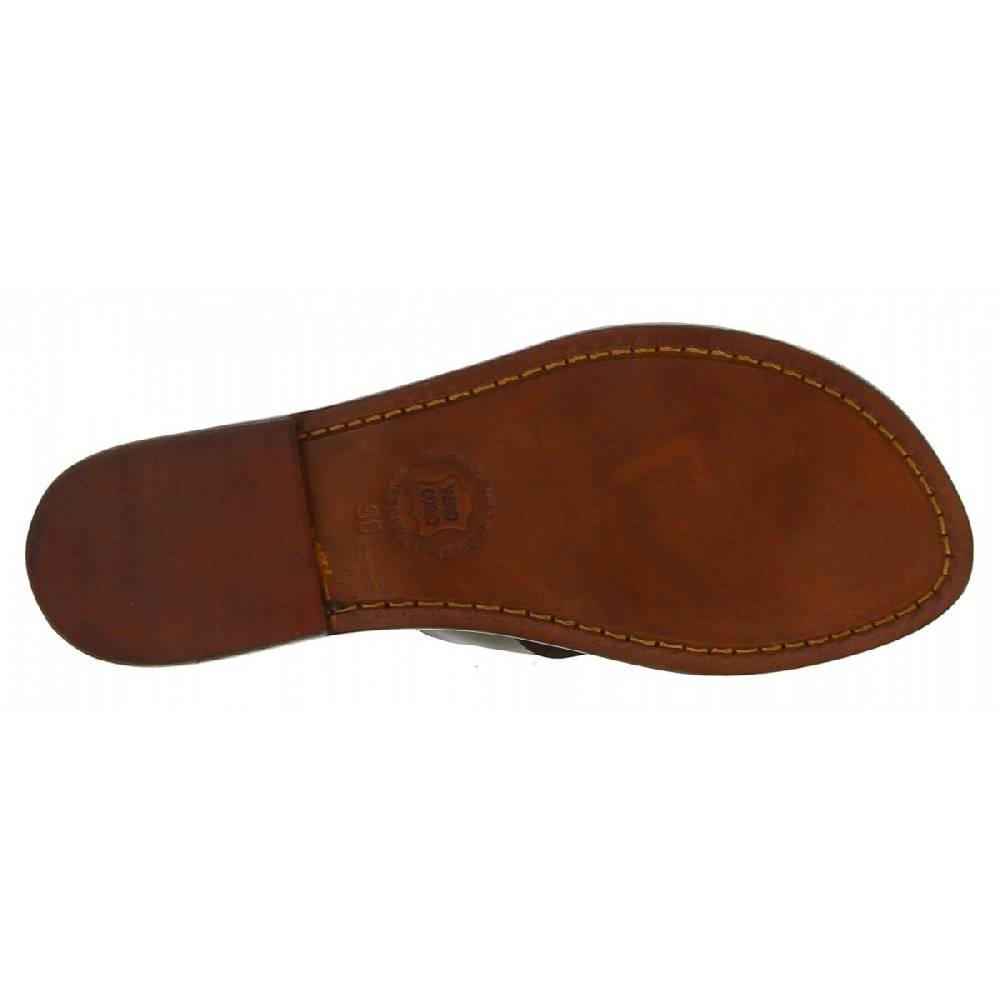 Lartigiano Del Cuoio Ciabatte infradito da donna fatti a mano in pelle color testa di moro Shopping Online