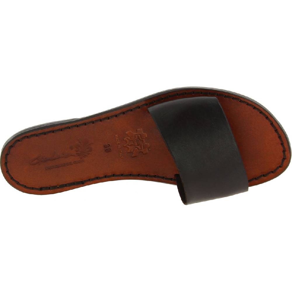 Lartigiano Del Cuoio Ciabatte da donna in pelle marrone scuro artigianali Offerta