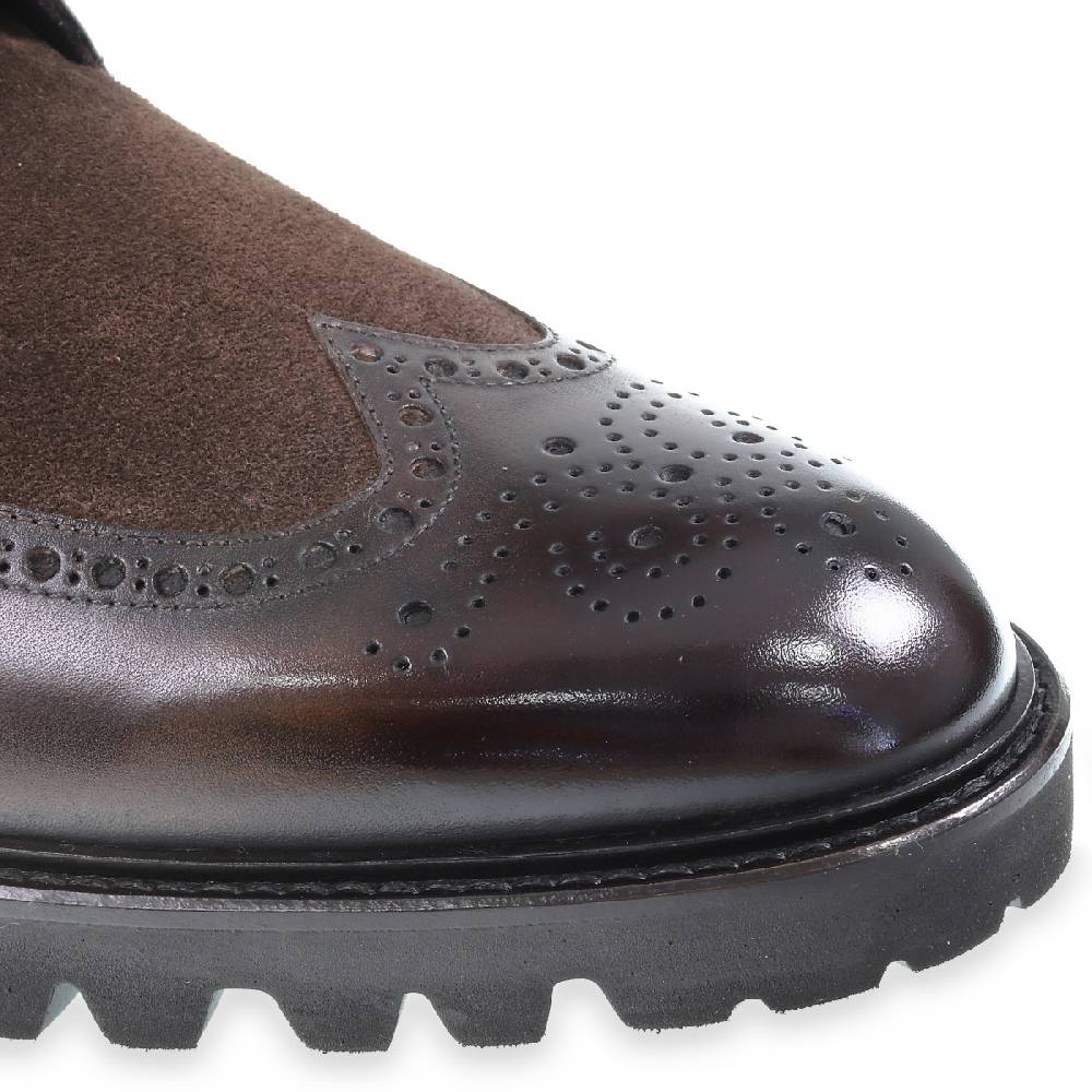 Lartigiano Del Cuoio Stivaletti brogue in pelle e camoscio marrone - Fratelli Borgioli Offerte
