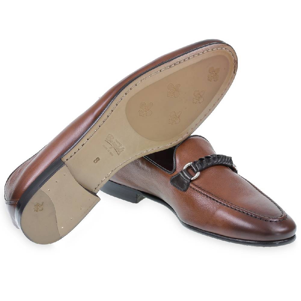 Lartigiano Del Cuoio Mocassino da uomo in pelle marrone con passante intrecciato Vendite Flash