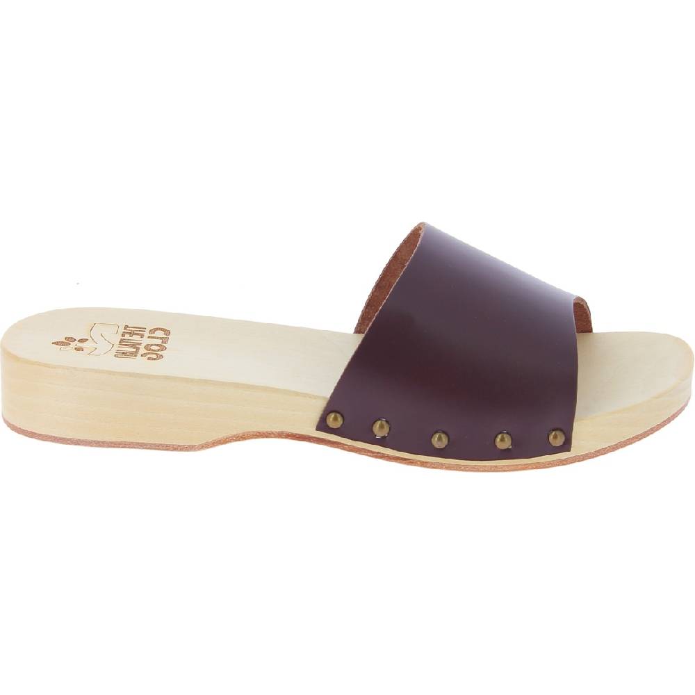 Lartigiano Del Cuoio Zoccoli in legno da uomo con fascia larga in pelle color testa di moro Moda
