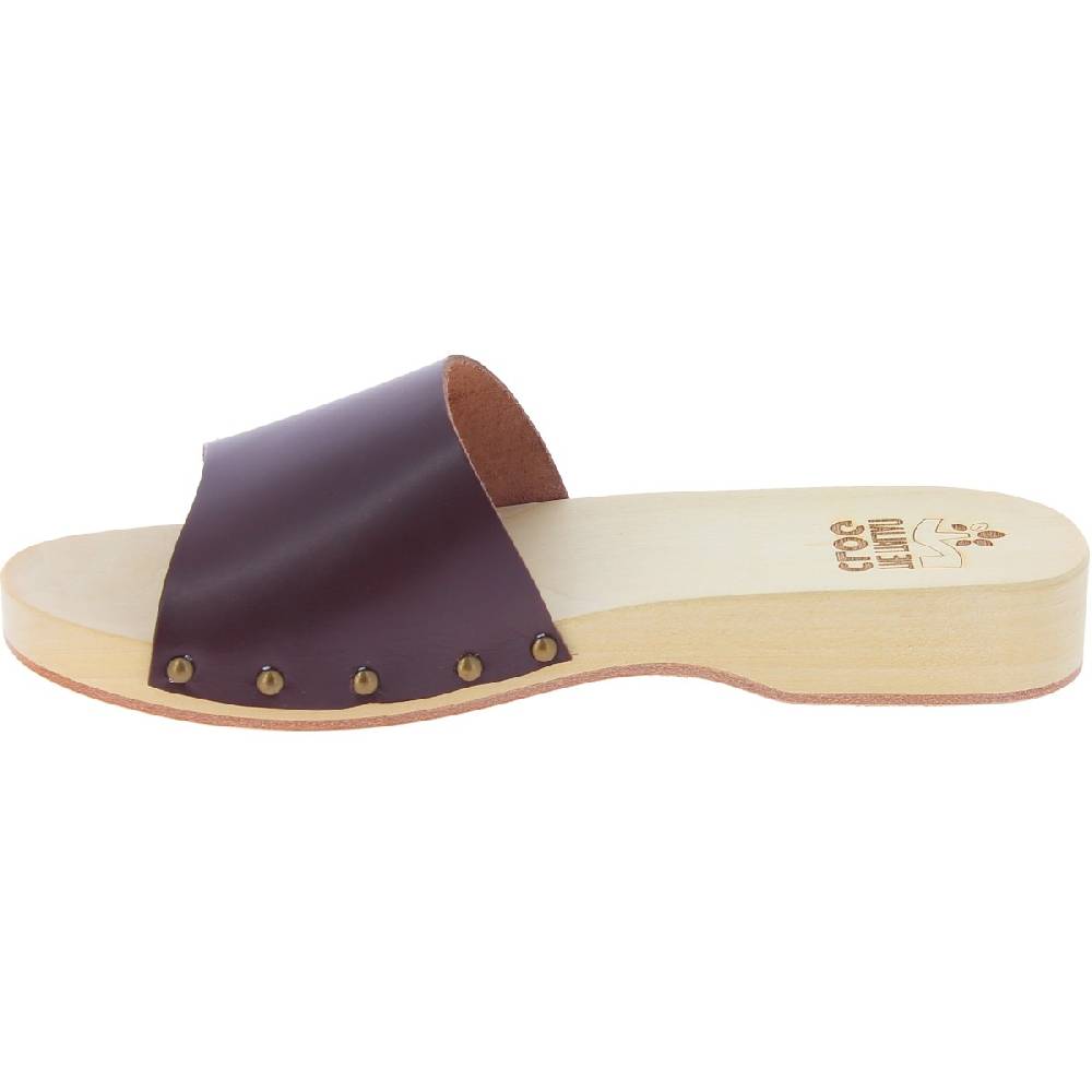Lartigiano Del Cuoio Zoccoli in legno da uomo con fascia larga in pelle color testa di moro Moda