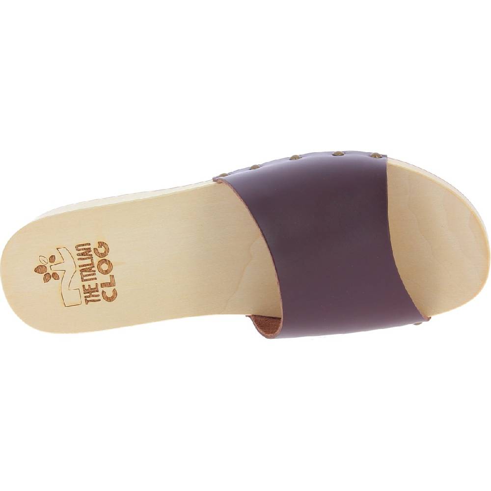 Lartigiano Del Cuoio Zoccoli in legno da uomo con fascia larga in pelle color testa di moro Moda
