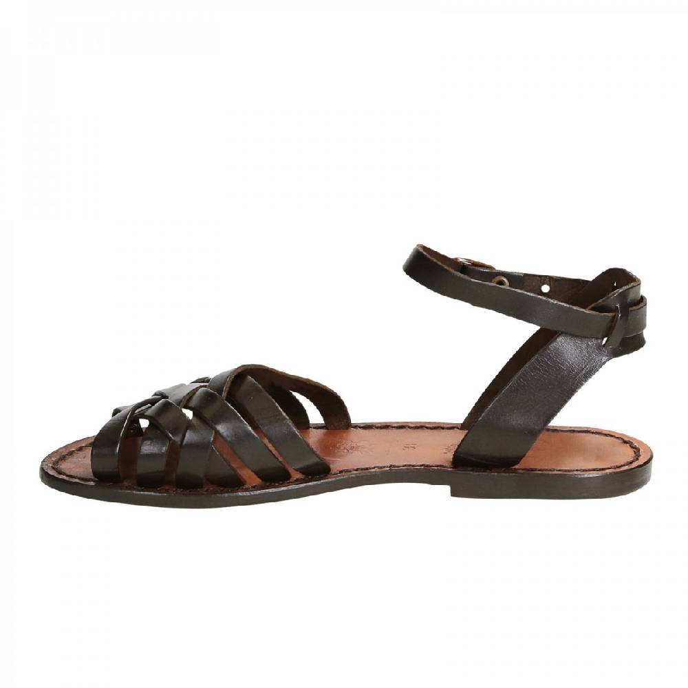 Lartigiano Del Cuoio Sandali artigianali donna in pelle color testa di moro Spedizione Gratuita