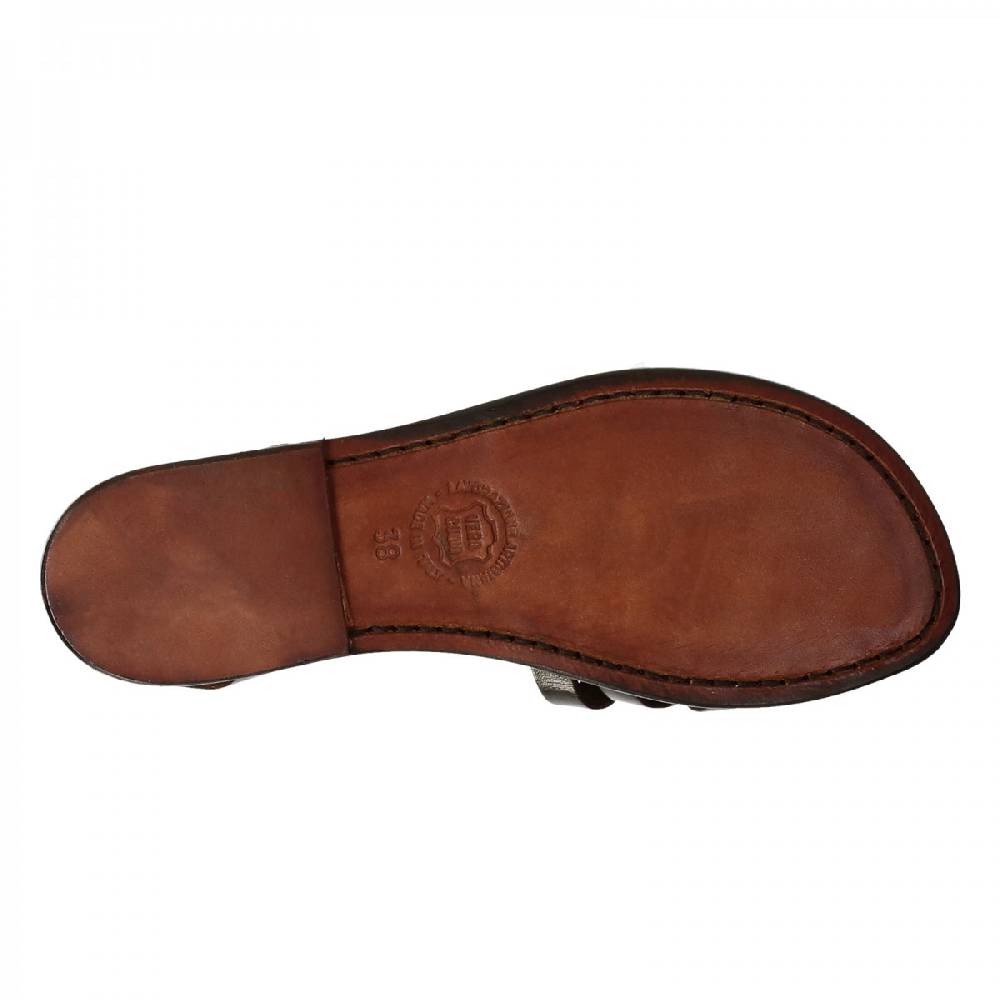 Lartigiano Del Cuoio Sandali artigianali donna in pelle color testa di moro Spedizione Gratuita