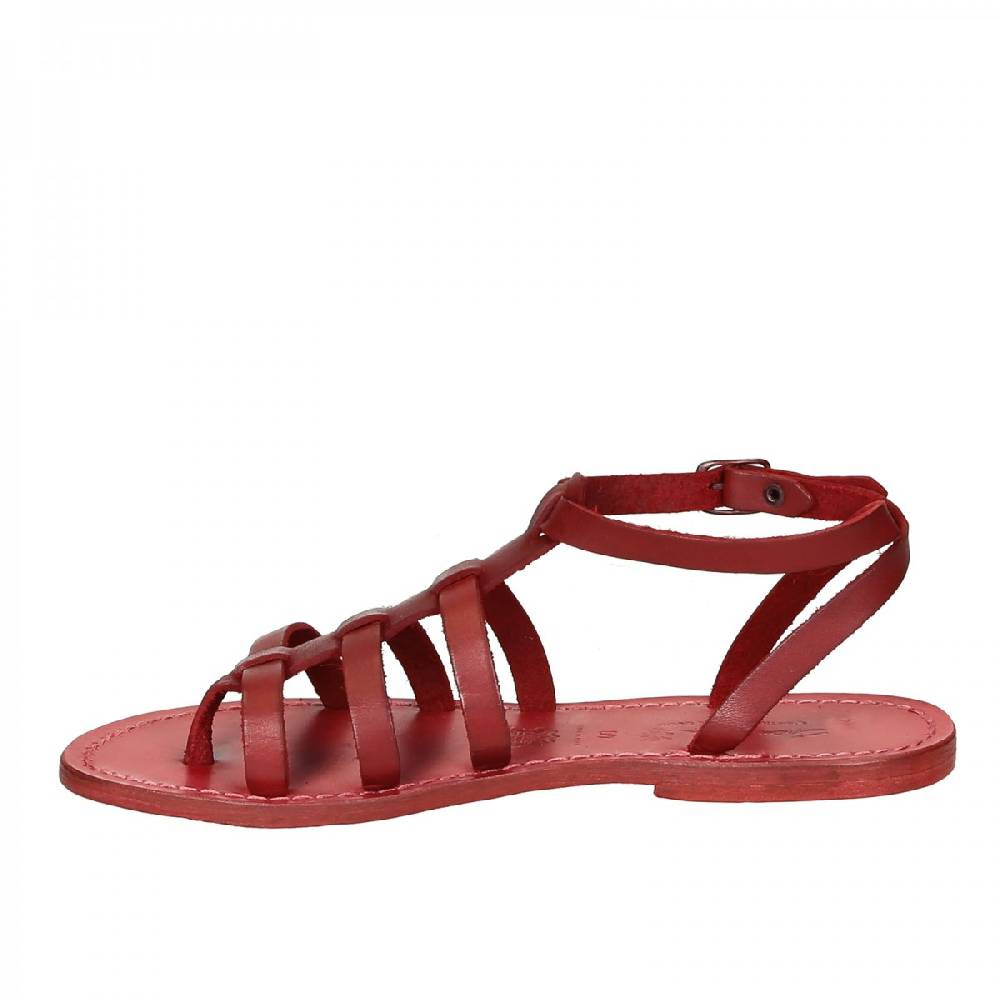 Lartigiano Del Cuoio Sandali gladiatore donna in pelle rosso fatti a mano in Italia Soddisfazione Garantita