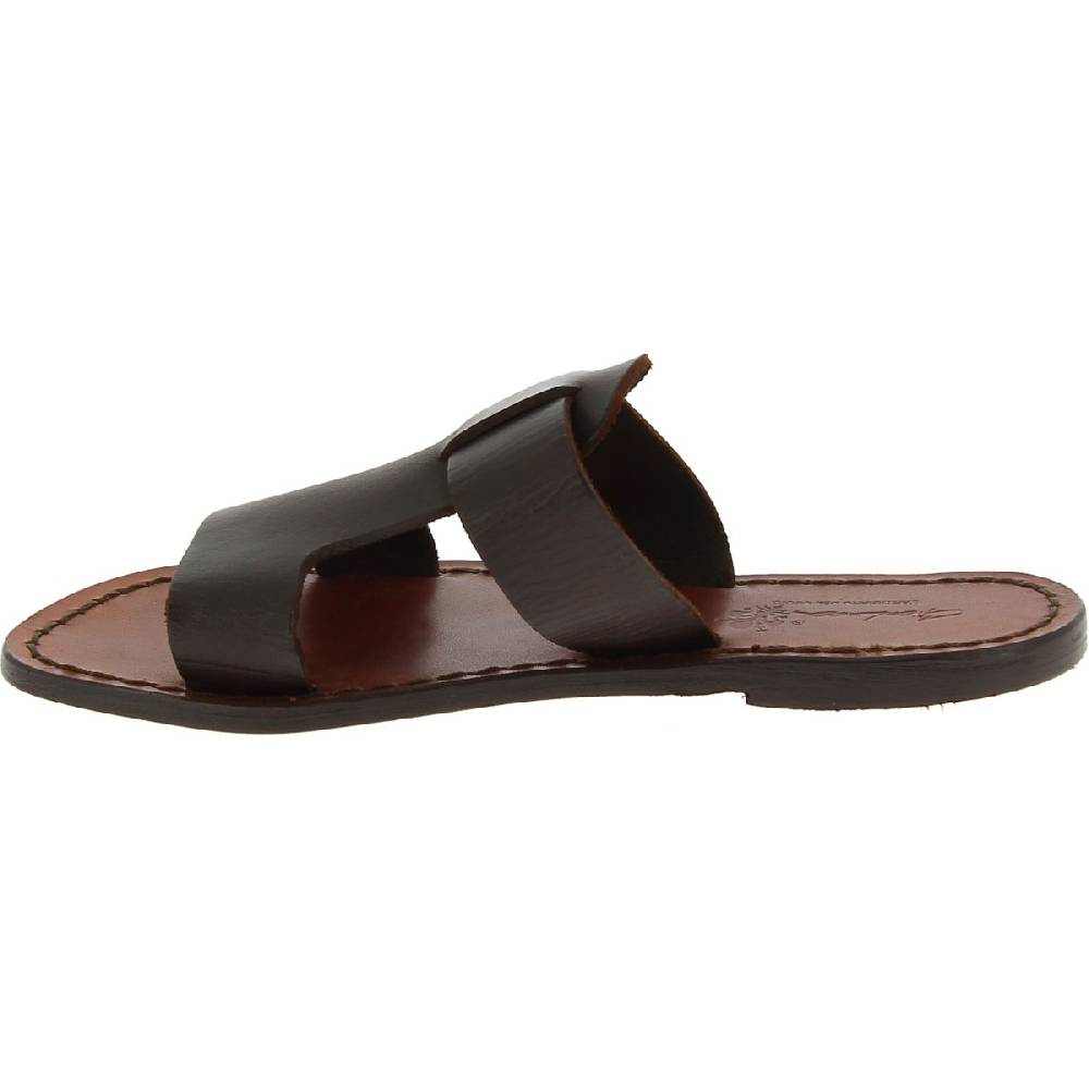 Lartigiano Del Cuoio Ciabatte donna in pelle marrone scuro artigianali Promozione Limitata